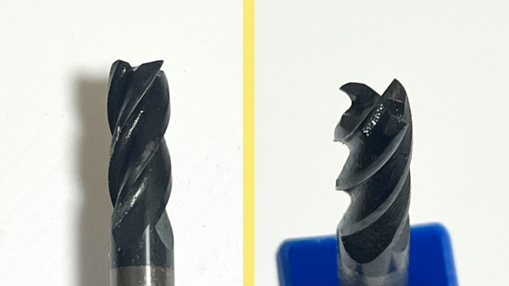 トリマーのストレートビットの代用となる超硬エンドミル。切れ味抜群。