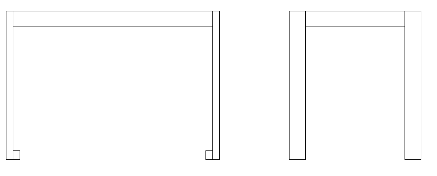 ２ｘ４作業台の組み立て　脚と幕板