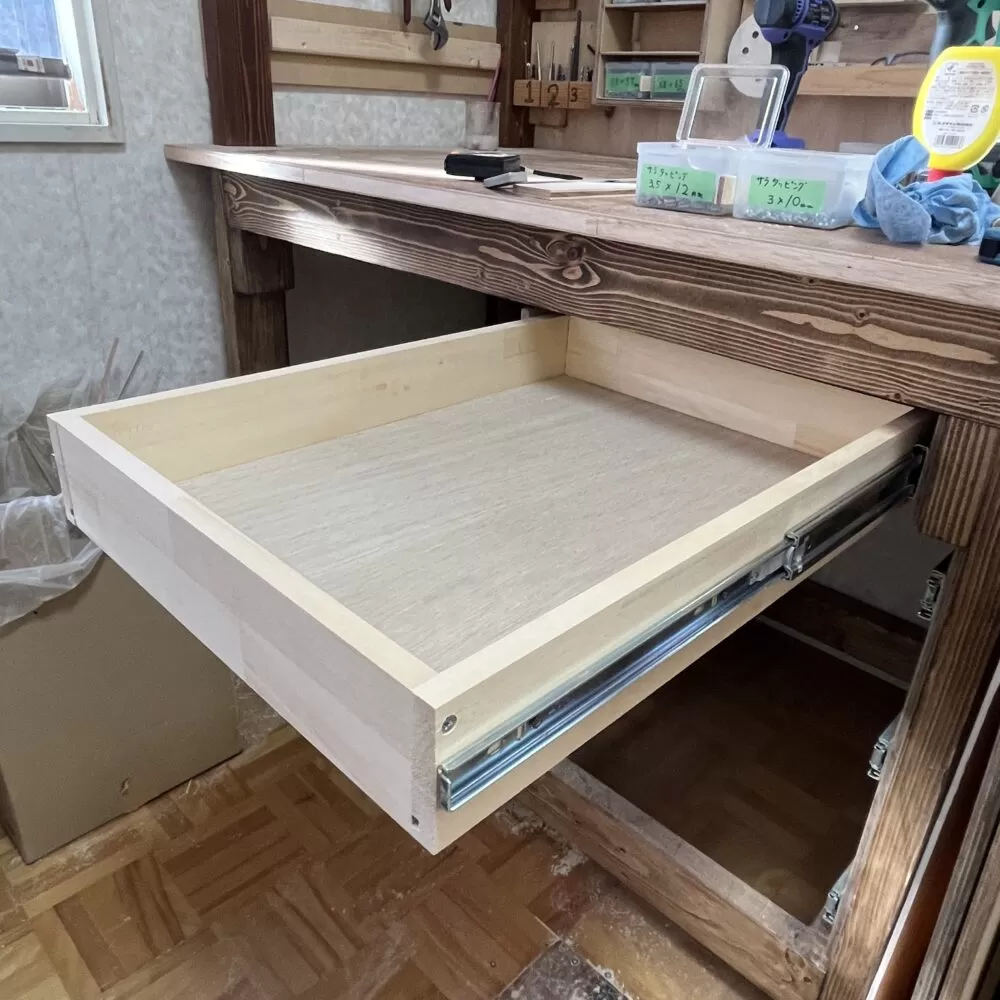 机の引き出し】スライドレールを使ったDIY 図面と作り方の紹介