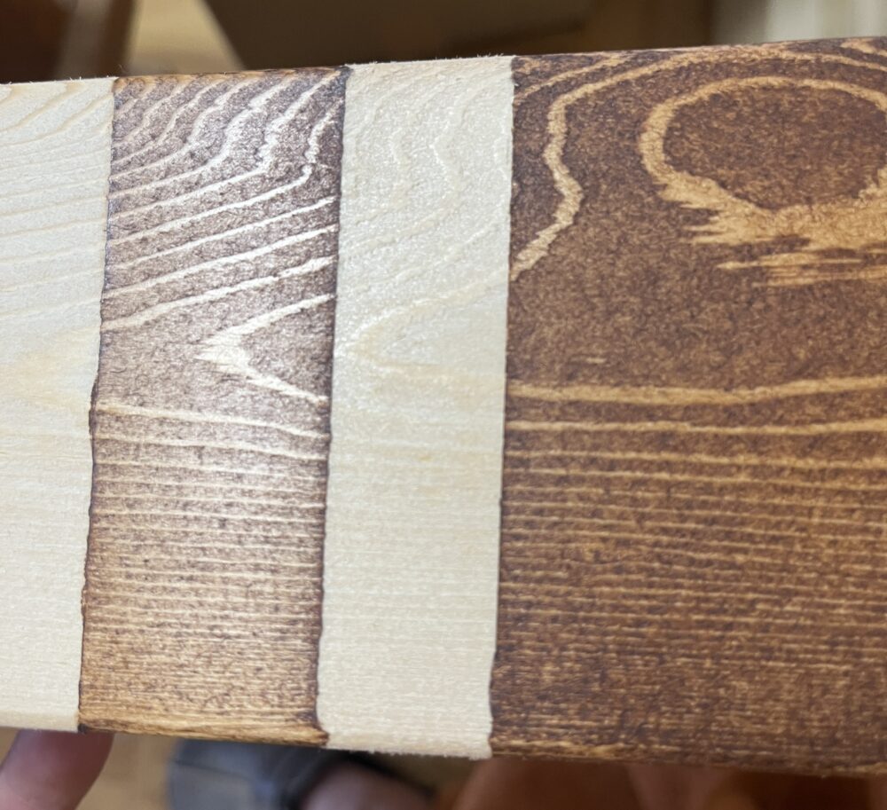 オールドウッドワックスの塗り比べ サンディング240と60