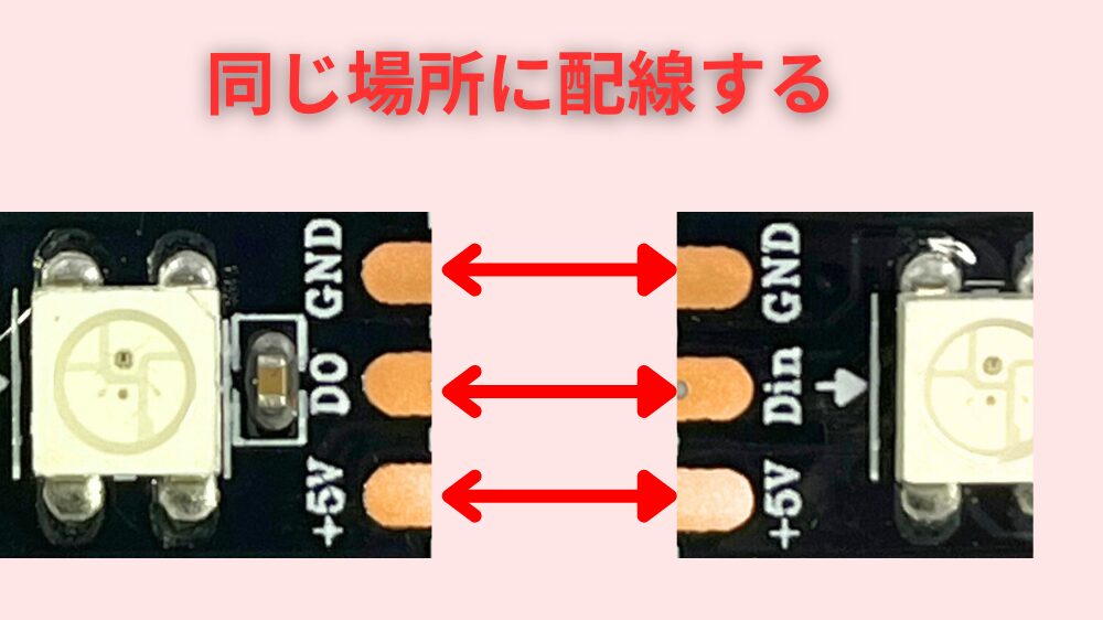 LEDテープライトは同じ銅箔に配線する