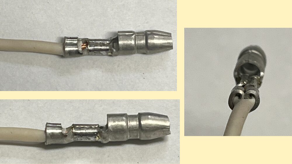 ギボシ端子を圧着した後の形状 成功例