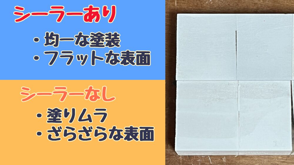 木材に下塗りシーラーをした場合とない場合の違い