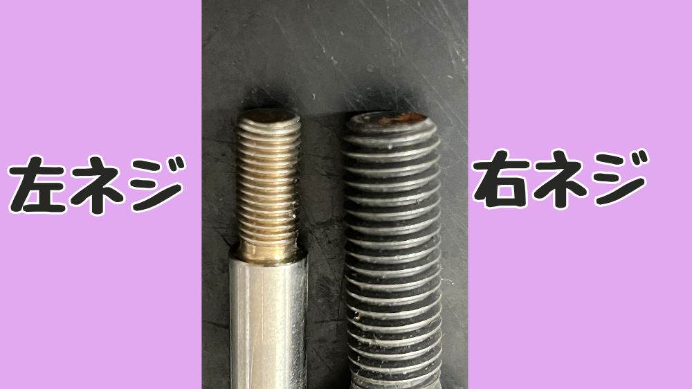 右ネジ、左ネジの形状の違いを比較している